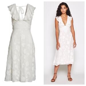 JOIE $398 NWT Designer Embroidered Ruffle Floral White Dress – Size 12